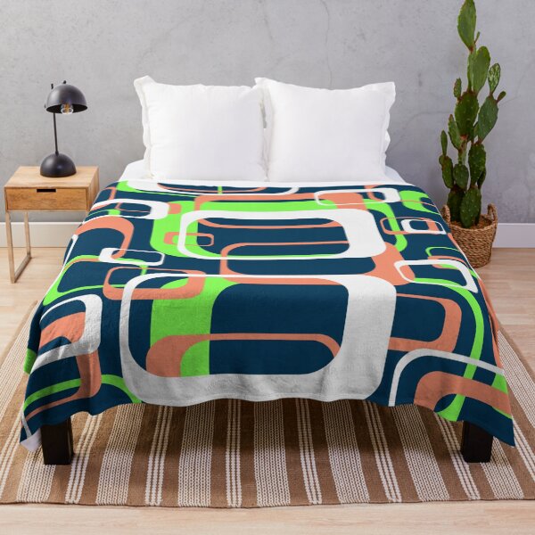 Item preview, Neon Green and Salmon 60s Inspired Retro Shapes designed and sold by TotallyRetroArt.