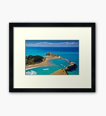 White lighthouse, location - Castlepoint, New Zealand Framed Print