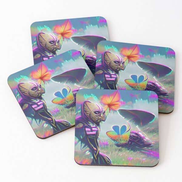 Item preview, Alien with pretty flowers psychedelic colors designed and sold by Zevy-Darling.