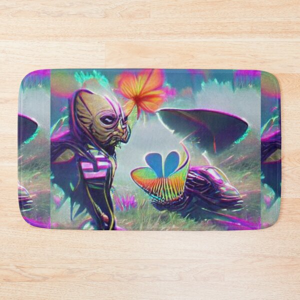 Item preview, Alien with pretty flowers psychedelic colors designed and sold by Zevy-Darling.