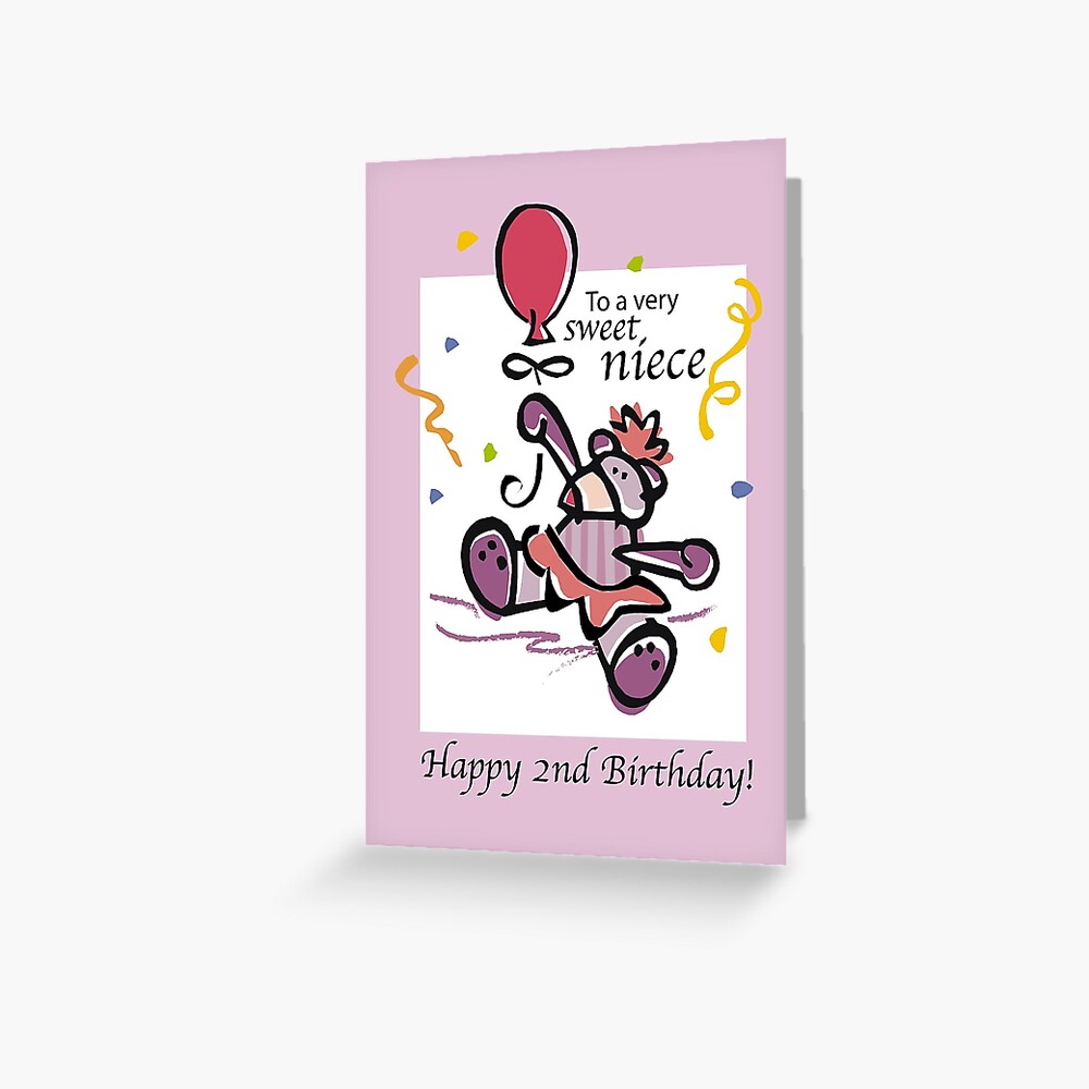 Niece 2nd Birthday Bear Balloon Greeting Card By Sandrarose Redbubble