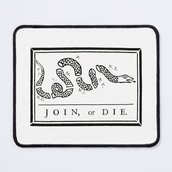 Item preview, Join, or Die • Benjamin Franklin designed and sold by amuseXpress.