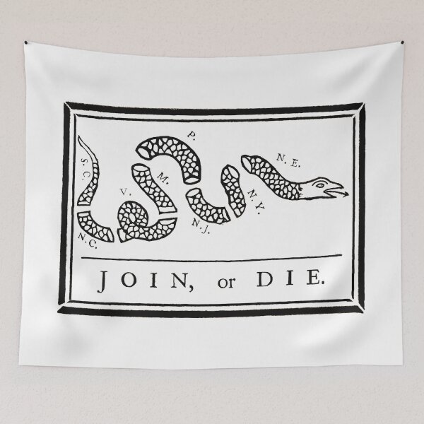 Item preview, Join, or Die • Benjamin Franklin designed and sold by amuseXpress.