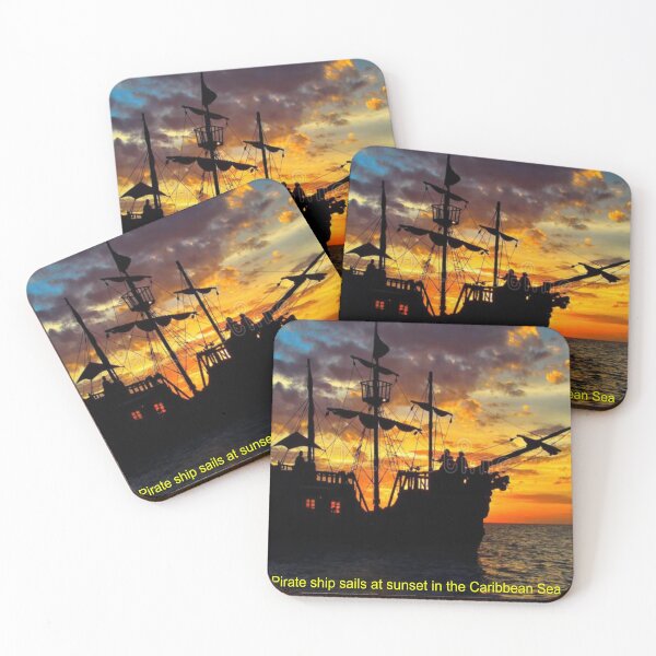 Item preview, Caribbean Pirate Ship Art designed and sold by Alicefish.