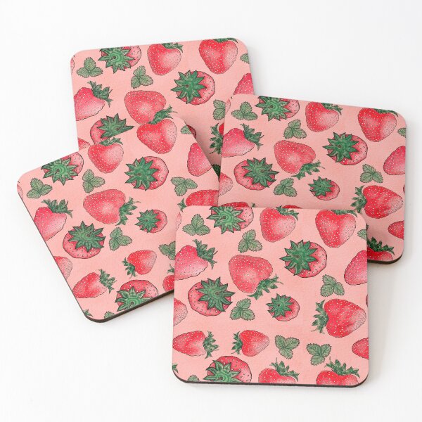 Item preview, Vintage Strawberry Fields Love Fruit Pattern (Red, Peach) designed and sold by ‧͙⁺˚*･༓☾ Moon Saikia ☽༓･*˚⁺‧͙.