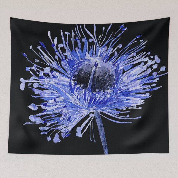 Artikelvorschau, Blaue und Aqua-Blumenkunst auf schickem Schwarz entworfen und verkauft von DEC02.