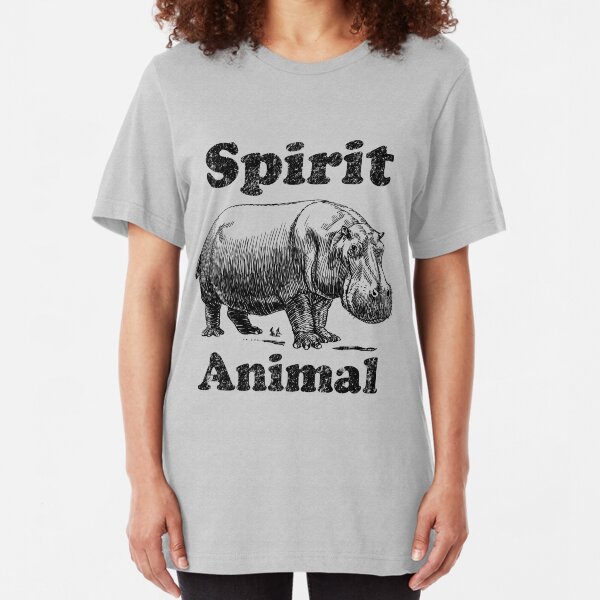 Jungle Spirit Animal- Hippo Slim Fit T-Shirt