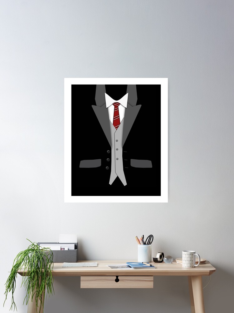 Black Suit Red Tie and Vest Poster for Sale by DamTinhSAZ