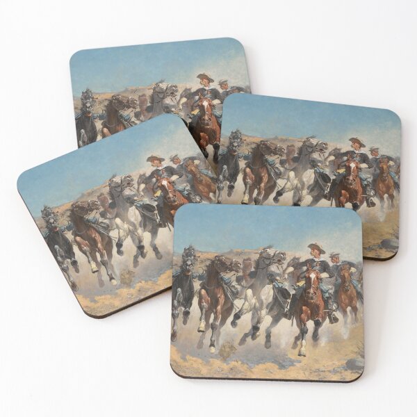 Item preview, Dismounted, The Fourth Troopers Moving the Led Horses | Frederic Remington | 1890 Wild West Art designed and sold by CJET.