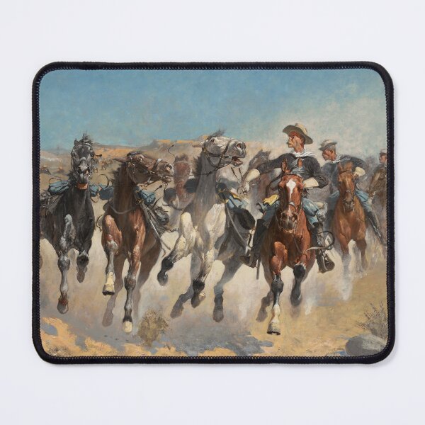 Item preview, Dismounted, The Fourth Troopers Moving the Led Horses | Frederic Remington | 1890 Wild West Art designed and sold by CJET.