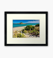 Island and the coast. Location: New Zealand Framed Print