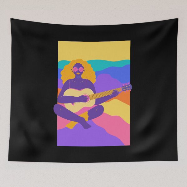 Item preview, Cool Neon Colourful Girl Guitarist Art For MUsic Lovers And Musicians designed and sold by Funwithmusic.