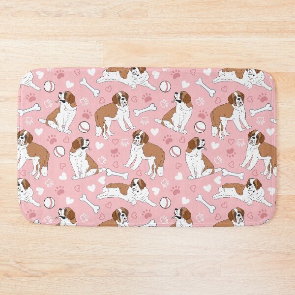 Item preview, Playing  Saint Bernard St. Bernard Dog - Pink Background designed and sold by Lulupainting.