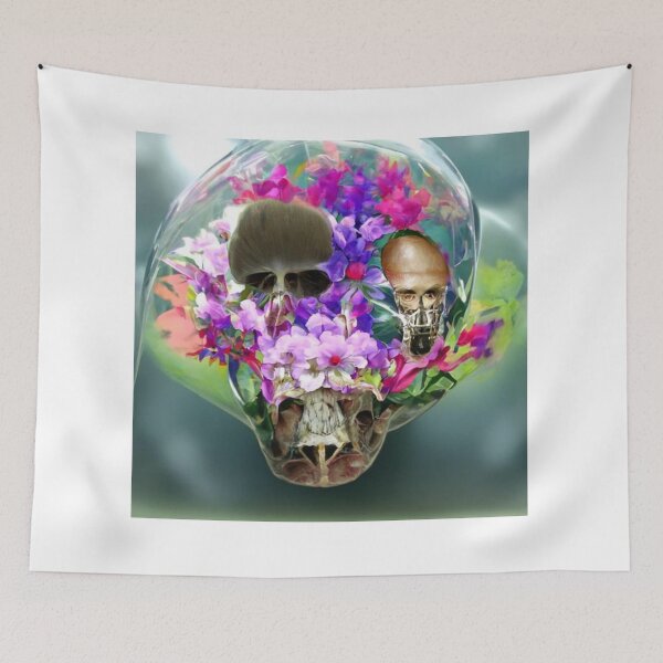 Item preview, realistic clear Skull and flowers  designed and sold by Zevy-Darling.