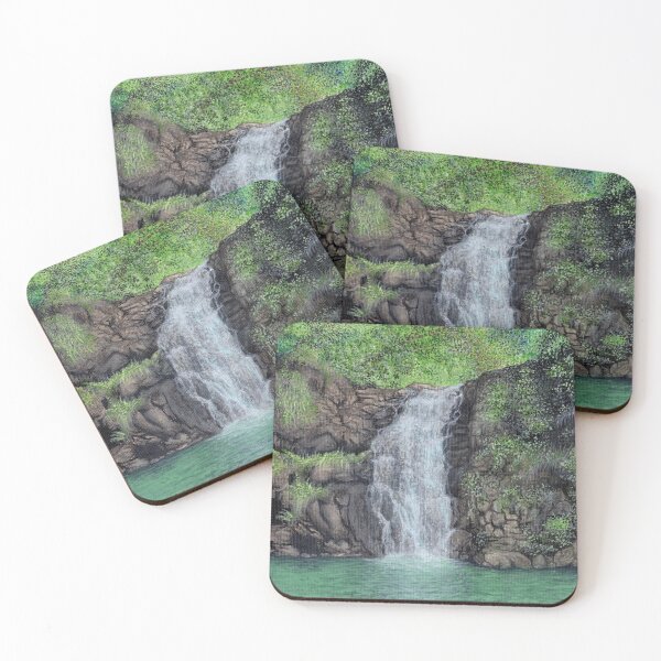 Item preview, Waterfall Painting Waimea Falls Oahu Hawaii  designed and sold by skye-studio.