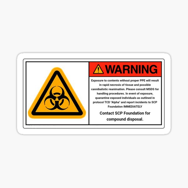 SCP Foundation Warning Attention Sticker for Sale by Yu-u-Ta