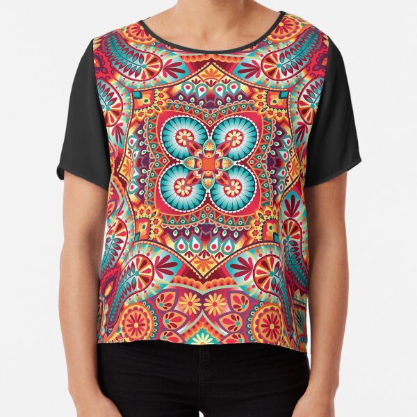 Paisley vintage oriental kerchief ornament design Chiffon Top