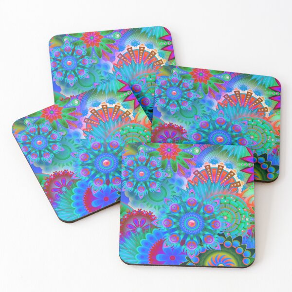 Item preview, Retro Inspired Blue Floral Mandala designed and sold by TotallyRetroArt.