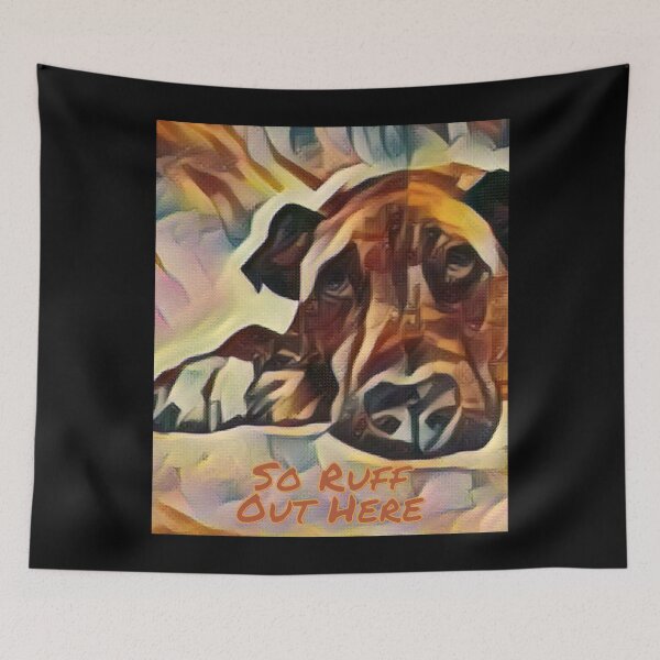 Item preview, Retro So Ruff Out Here Sad Dog Graphic Wall Art designed and sold by podguy.