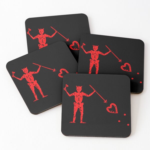Item preview, Blackbeard's Pirate Flag Red and Black Skeleton and Heart  designed and sold by TeachUrb.