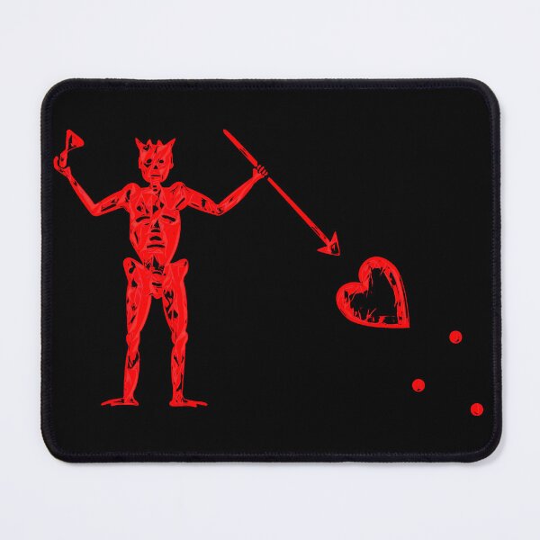 Item preview, Blackbeard's Pirate Flag Red and Black Skeleton and Heart designed and sold by TeachUrb.