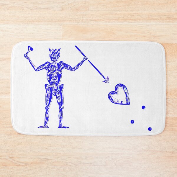 Item preview, Blackbeard's Pirate Flag Blue and White Skeleton and Heart  designed and sold by TeachUrb.