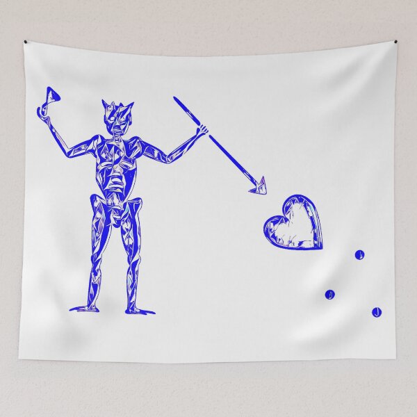 Item preview, Blackbeard's Pirate Flag Blue and White Skeleton and Heart  designed and sold by TeachUrb.