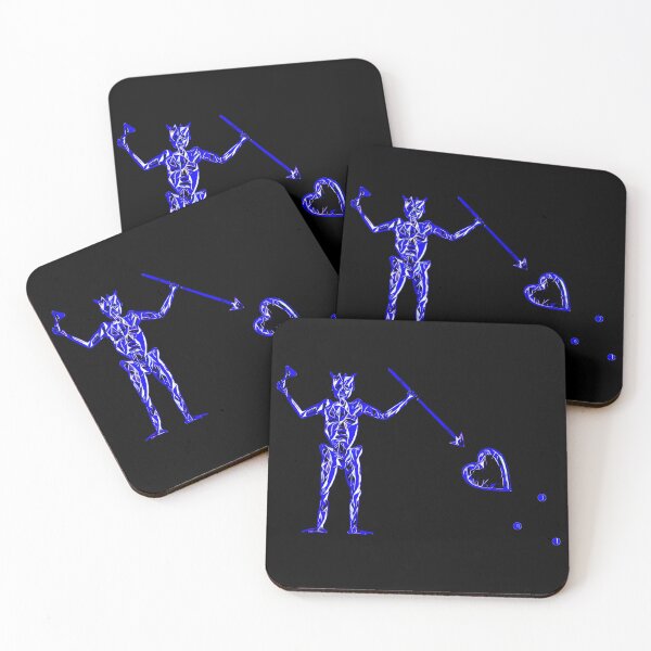 Item preview, Blackbeard's Pirate Flag Black White and Blue Skeleton and Heart  designed and sold by TeachUrb.