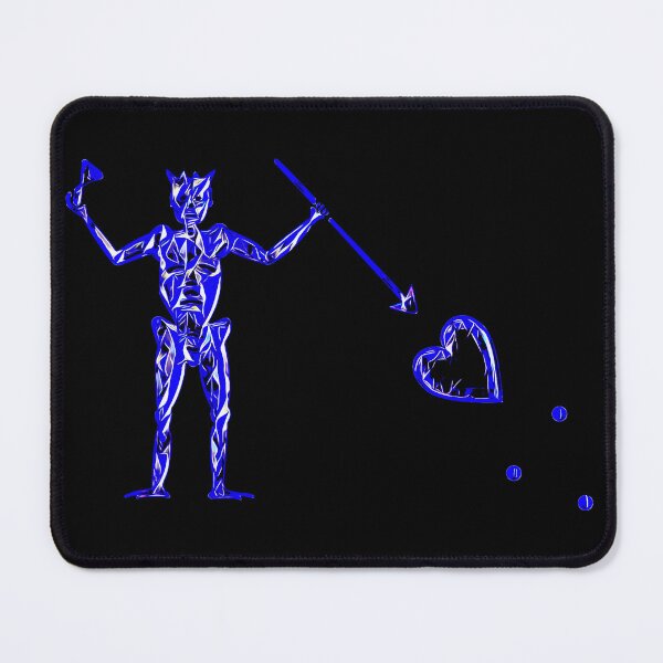 Item preview, Blackbeard's Pirate Flag Black White and Blue Skeleton and Heart designed and sold by TeachUrb.