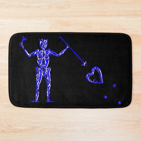 Item preview, Blackbeard's Pirate Flag Black White and Blue Skeleton and Heart  designed and sold by TeachUrb.