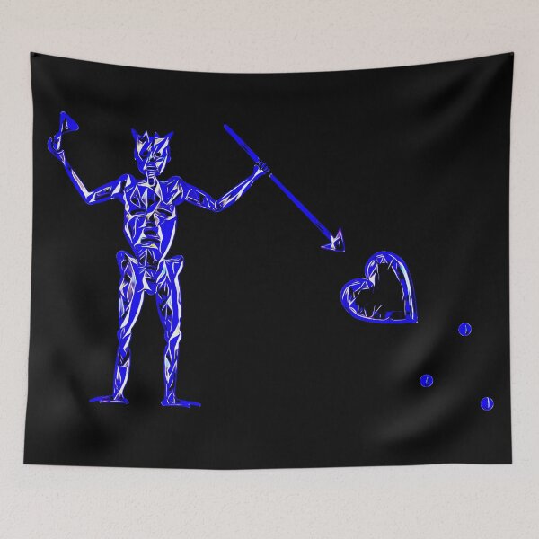 Item preview, Blackbeard's Pirate Flag Black White and Blue Skeleton and Heart  designed and sold by TeachUrb.
