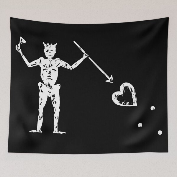 Item preview, Blackbeard's Pirate Flag White Skeleton and Heart  designed and sold by TeachUrb.