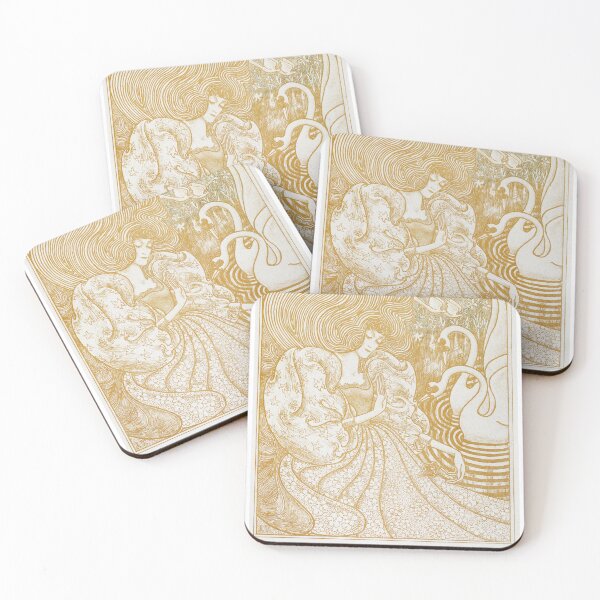Item preview, Woman with a Butterfly at a Pond with Two Swans (1894) by Jan Toorop. designed and sold by ankerettich.