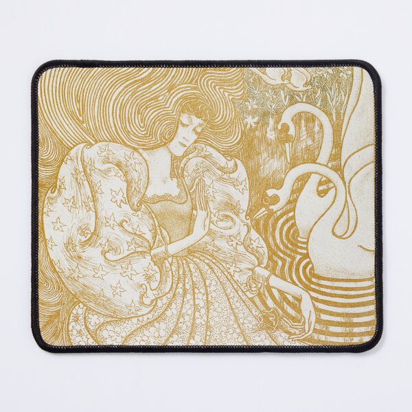 Artikelvorschau, Woman with a Butterfly at a Pond with Two Swans (1894) by Jan Toorop. entworfen und verkauft von ankerettich.