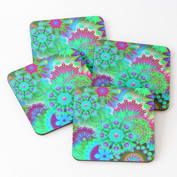 Item preview, Retro Inspired Green Floral Mandala designed and sold by TotallyRetroArt.