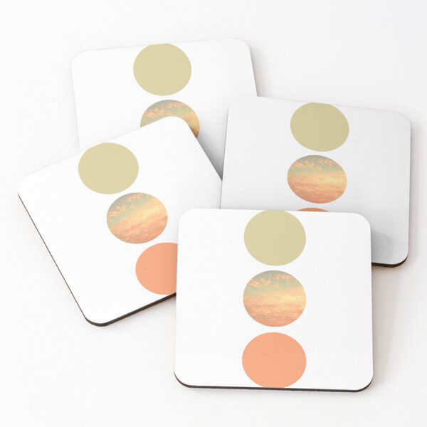 Item preview, Geometric circular collage pastel sky clouds olive green coral  designed and sold by by-jwp.
