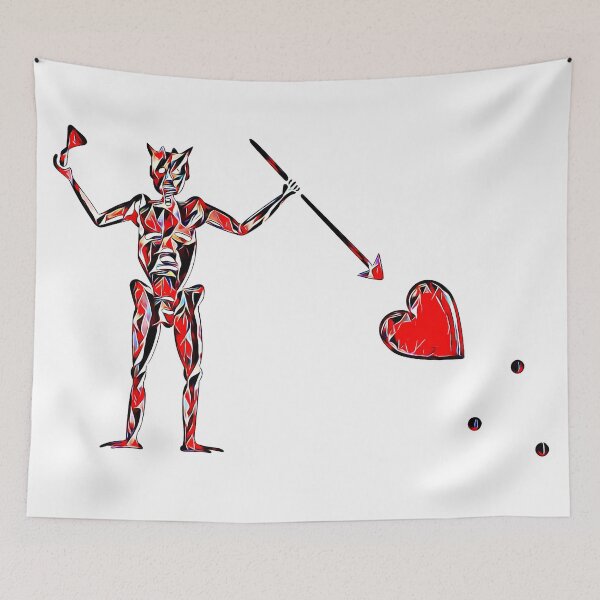 Item preview, Blackbeard's Pirate Flag Red Black and White Fractured Skeleton and Heart  designed and sold by TeachUrb.