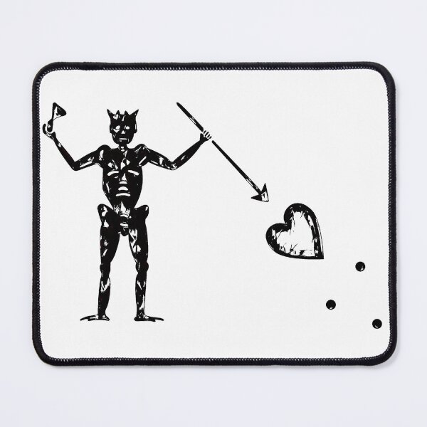 Item preview, Blackbeard's Pirate Flag Black and White Skeleton and Heart  designed and sold by TeachUrb.
