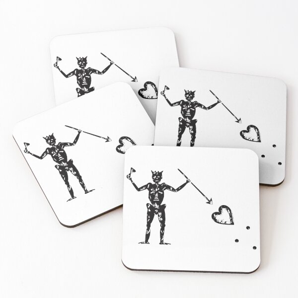 Item preview, Blackbeard's Pirate Flag Black and White Skeleton and Heart  designed and sold by TeachUrb.