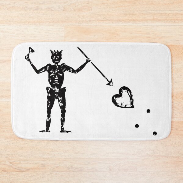 Item preview, Blackbeard's Pirate Flag Black and White Skeleton and Heart  designed and sold by TeachUrb.
