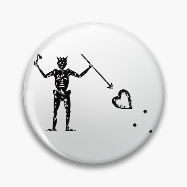 Item preview, Blackbeard's Pirate Flag Black and White Skeleton and Heart  designed and sold by TeachUrb.