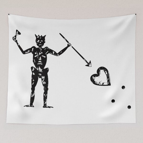 Item preview, Blackbeard's Pirate Flag Black and White Skeleton and Heart  designed and sold by TeachUrb.