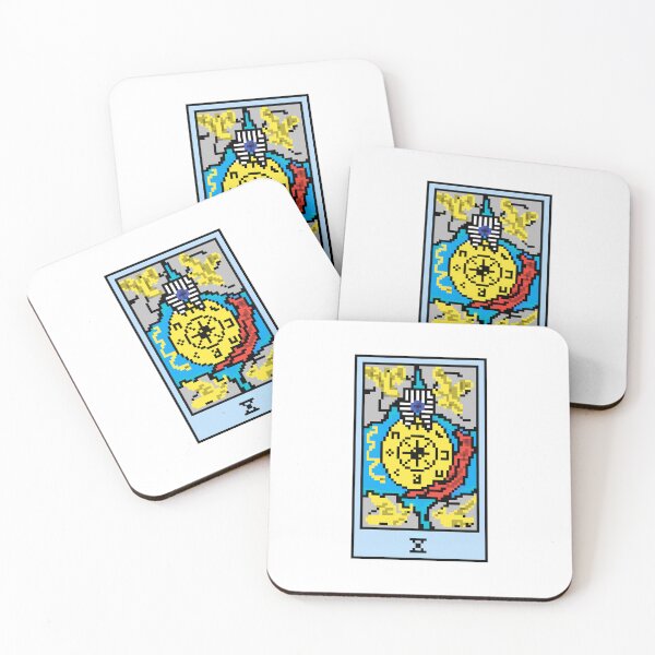 Artikelvorschau, Moment, ist das Pixel-Art-Tarot? Weiß – Major Arcana „Glücksrad“ (Design für T-Shirt, Aufkleber und andere Accessoires) entworfen und verkauft von Pixel Waite.