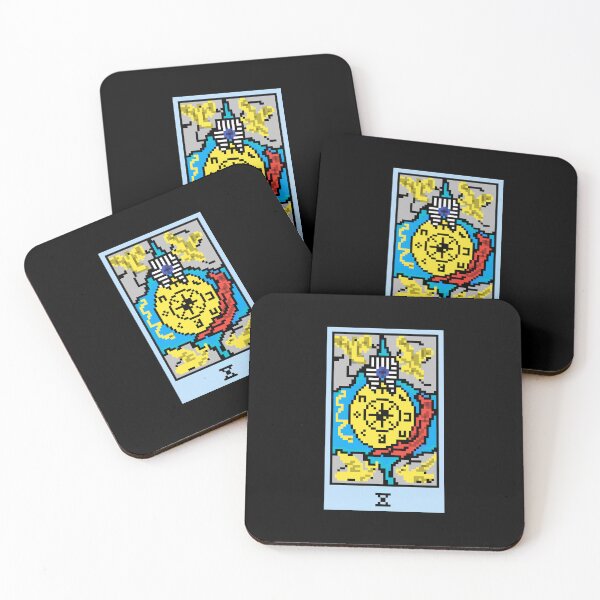 Artikelvorschau, Moment, ist das Pixel-Art-Tarot? Schwarz – Major Arcana „Wheel of Fortune“ (Design für T-Shirt, Aufkleber und andere Accessoires) entworfen und verkauft von Pixel Waite.