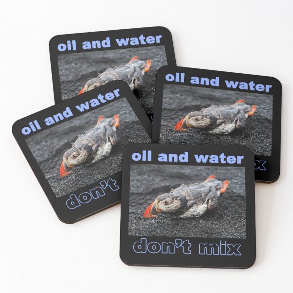 Item preview, Oil and water don't mix (oil slick puffin) designed and sold by Signs for Dark Times.