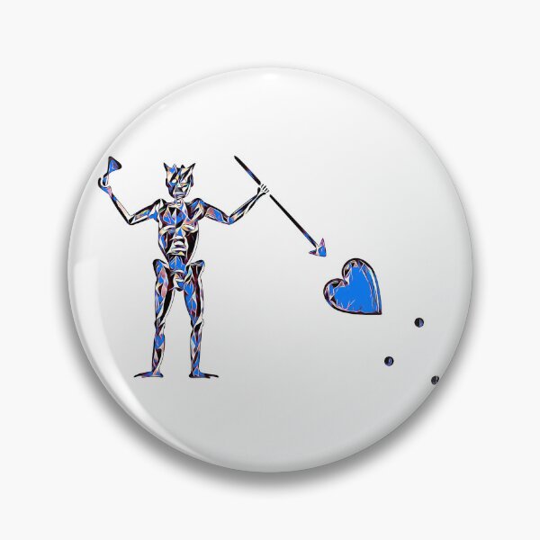 Item preview, Blackbeard's Pirate Flag Black Blue and White Fractured Skeleton and Heart  designed and sold by TeachUrb.