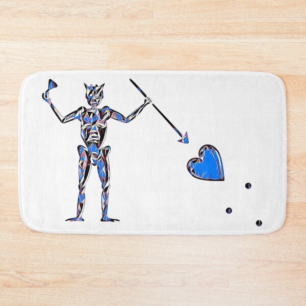 Item preview, Blackbeard's Pirate Flag Black Blue and White Fractured Skeleton and Heart  designed and sold by TeachUrb.