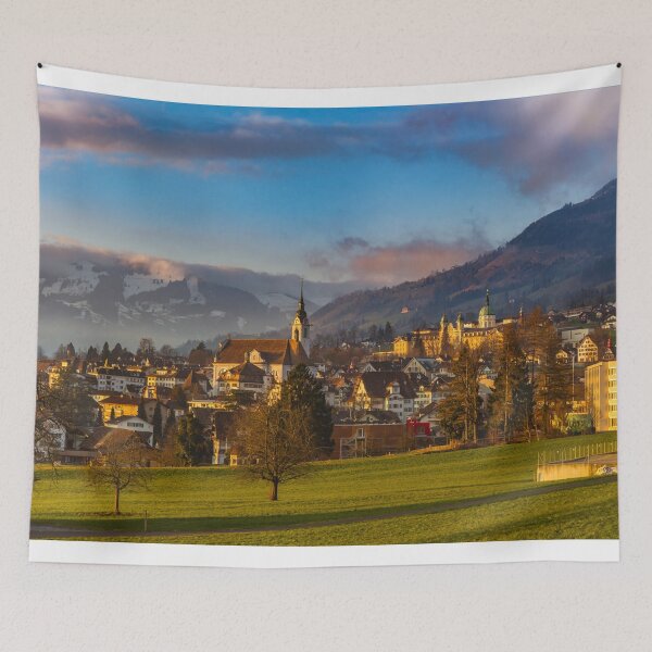 Item preview, Beautiful sunset over the village Schwyz, Switzerland designed and sold by Alexander Sorokopud.