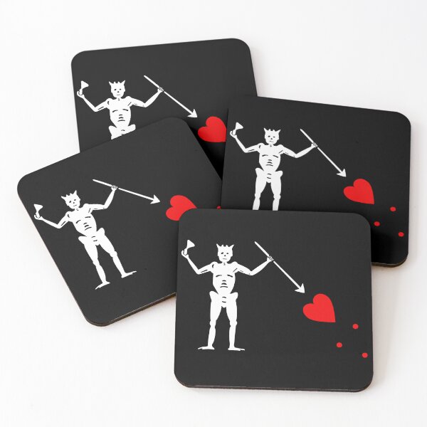 Item preview, Blackbeard's Pirate Flag White Black Classic Original Skeleton and Heart  designed and sold by TeachUrb.