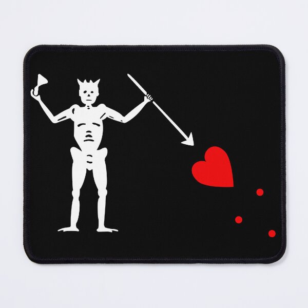 Item preview, Blackbeard's Pirate Flag White Black Classic Original Skeleton and Heart  designed and sold by TeachUrb.